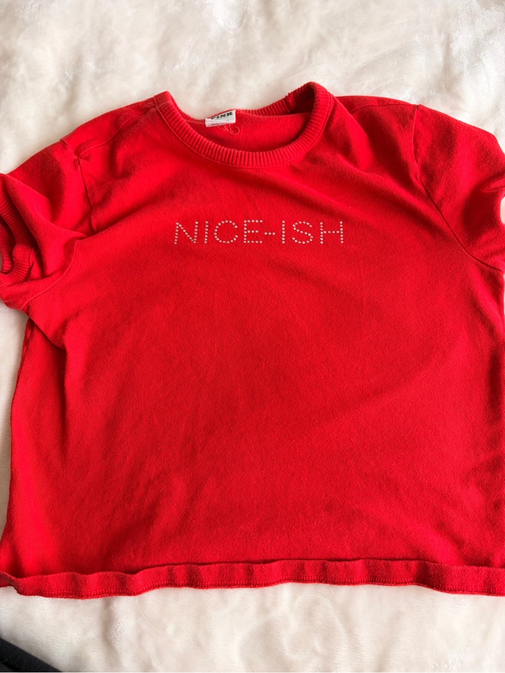 Red 'Nice-ish' Cropped fitted tee